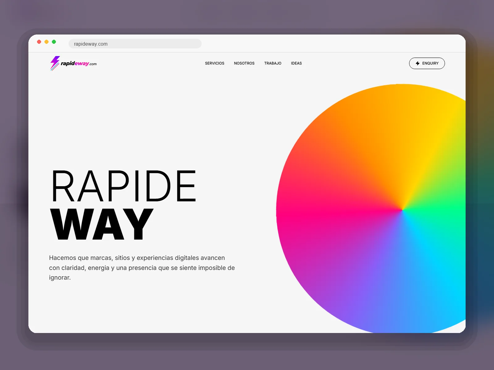 Captura enmarcada del sitio web de Rapideway.