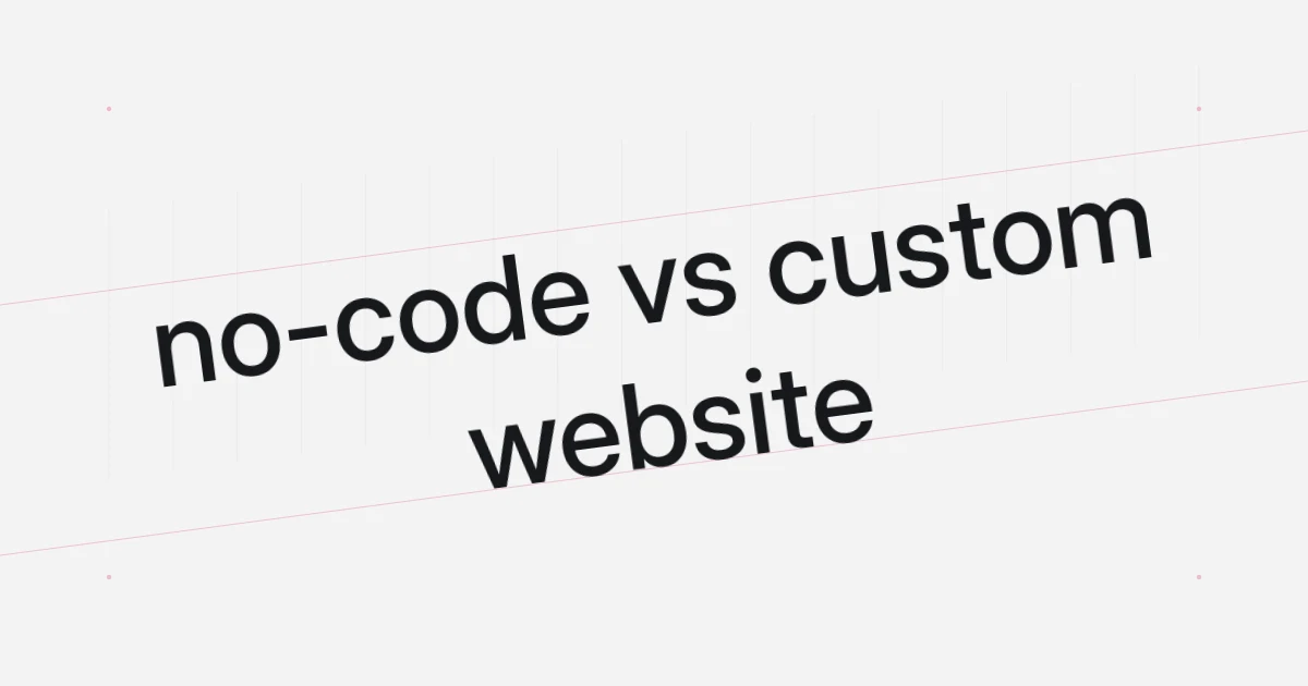 Typographic cover about no-code vs custom website