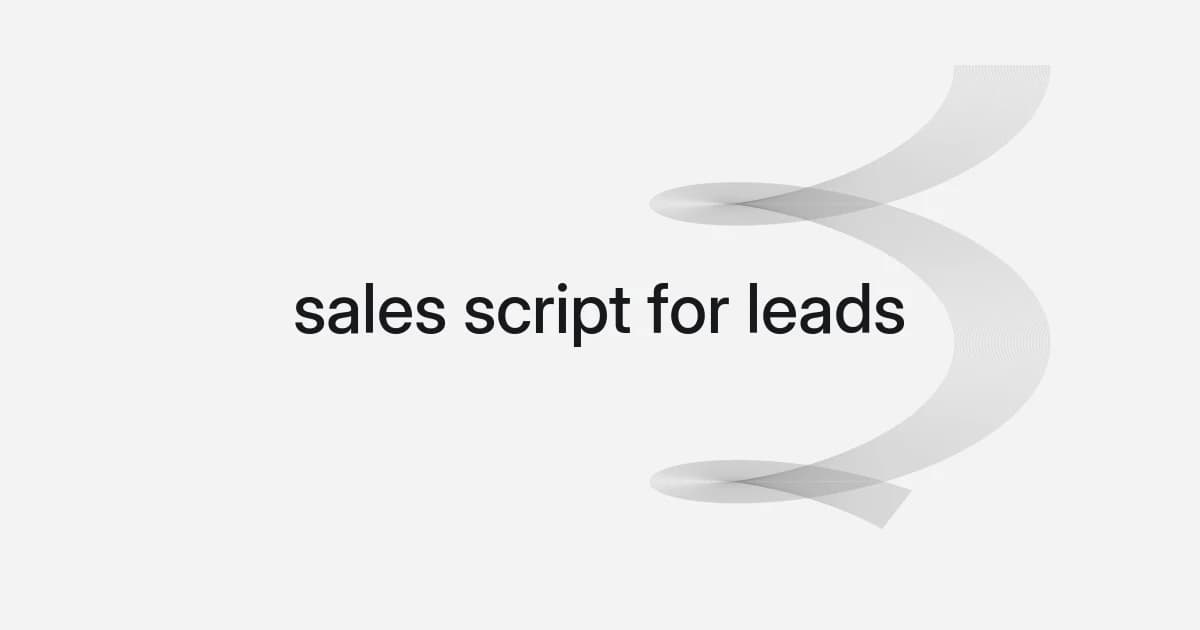 Wireframe and text cover about sales script for leads