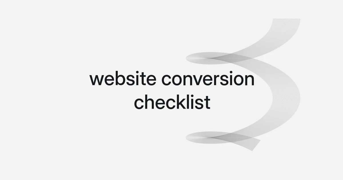Wireframe and text cover about website conversion checklist