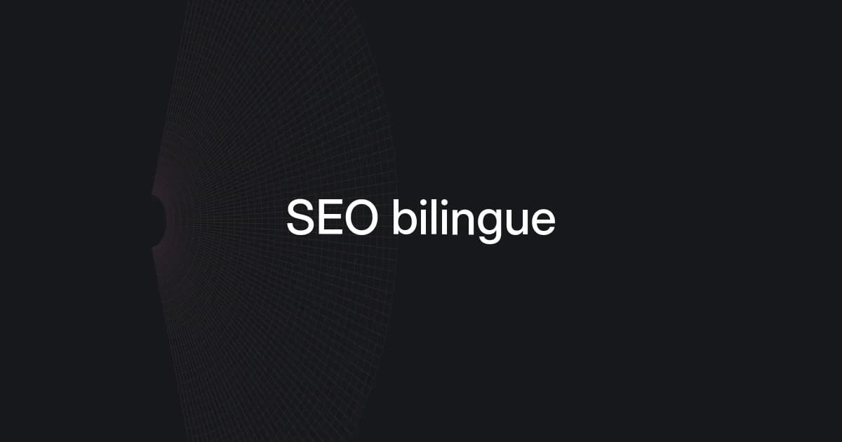 Couverture avec structure filaire et texte sur le SEO bilingue