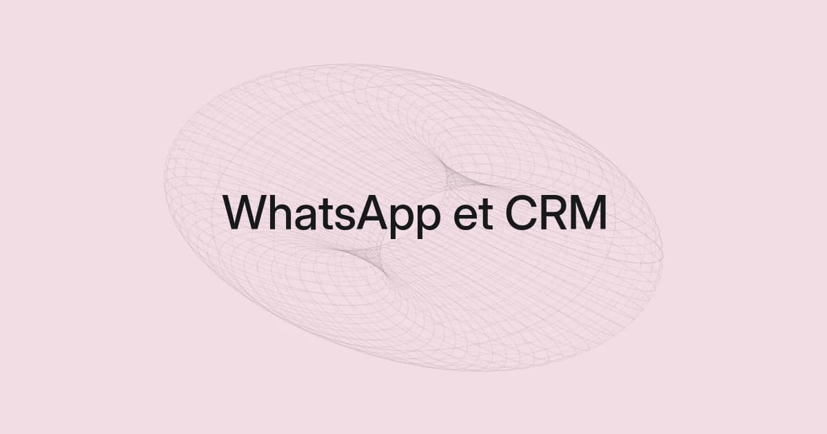 Couverture avec structure filaire et texte sur WhatsApp et CRM