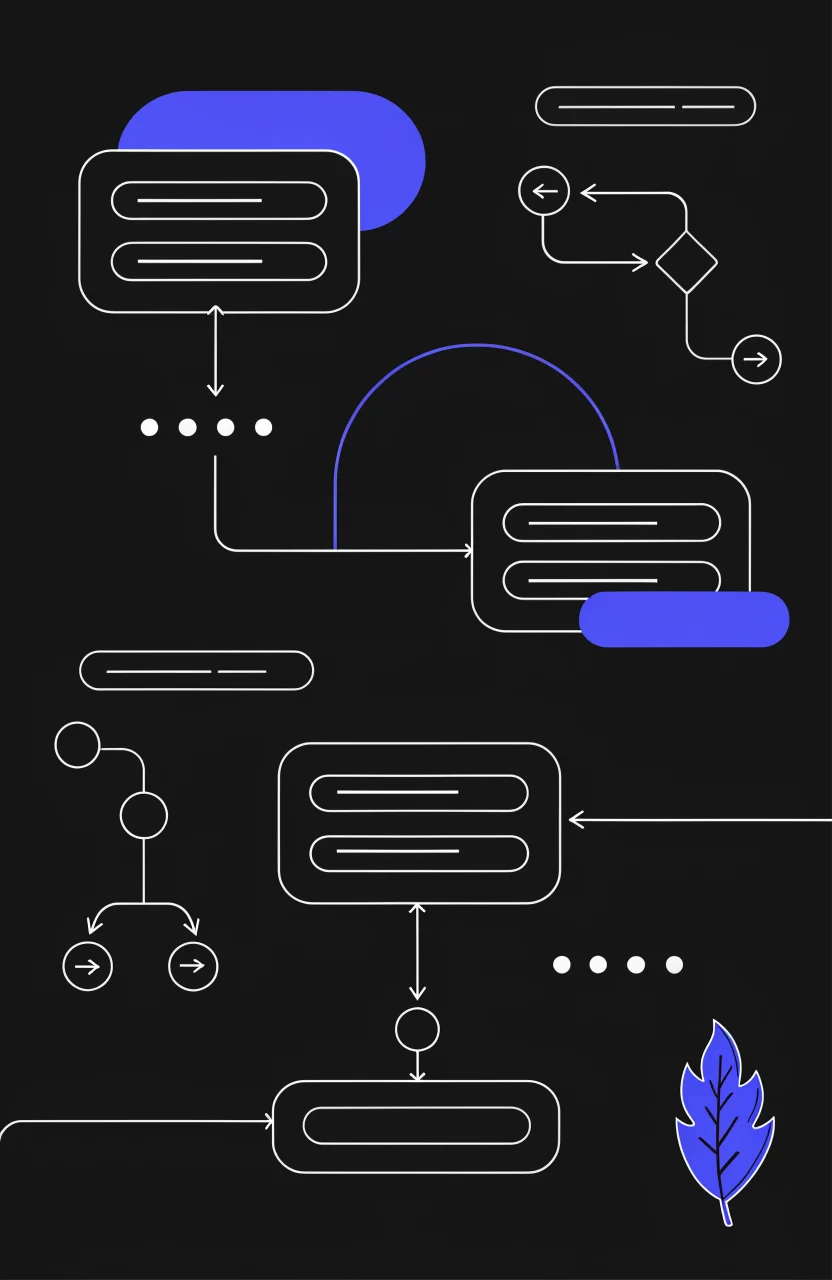 Verybrands editorial illustration about email nurture sequence, with strategy cards, digital signals, and blue brand linework.