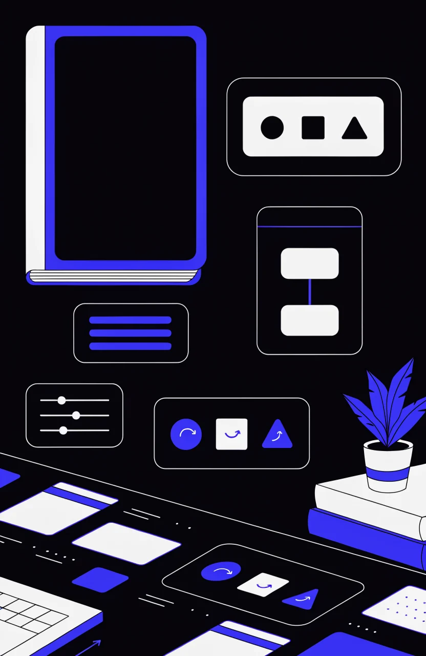 Verybrands editorial illustration about lead magnet for services, with strategy cards, digital signals, and blue brand linework.