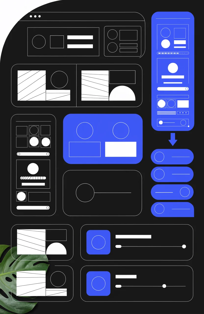 Verybrands editorial illustration about paid media landing pages, with strategy cards, digital signals, and blue brand linework.