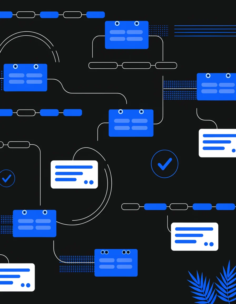 Ilustración editorial de Verybrands sobre schema markup para servicios, con tarjetas de estrategia, señales digitales y trazos azules de marca.